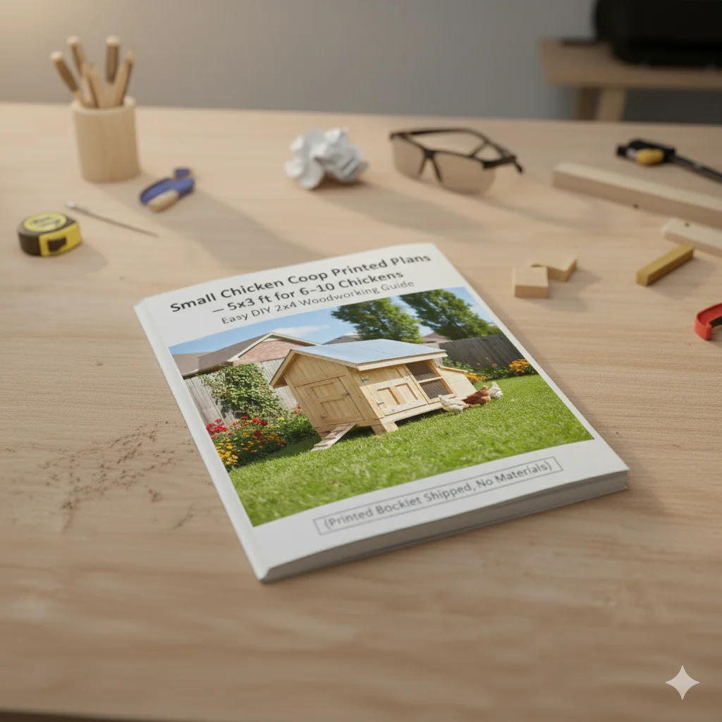 خطط مطبوعة على شكل حظيرة دجاج صغيرة - 5 × 3 قدم لـ 6-10 دجاج |   دليل النجارة Easy DIY 2x4 (كتيب مطبوع، بدون مواد)