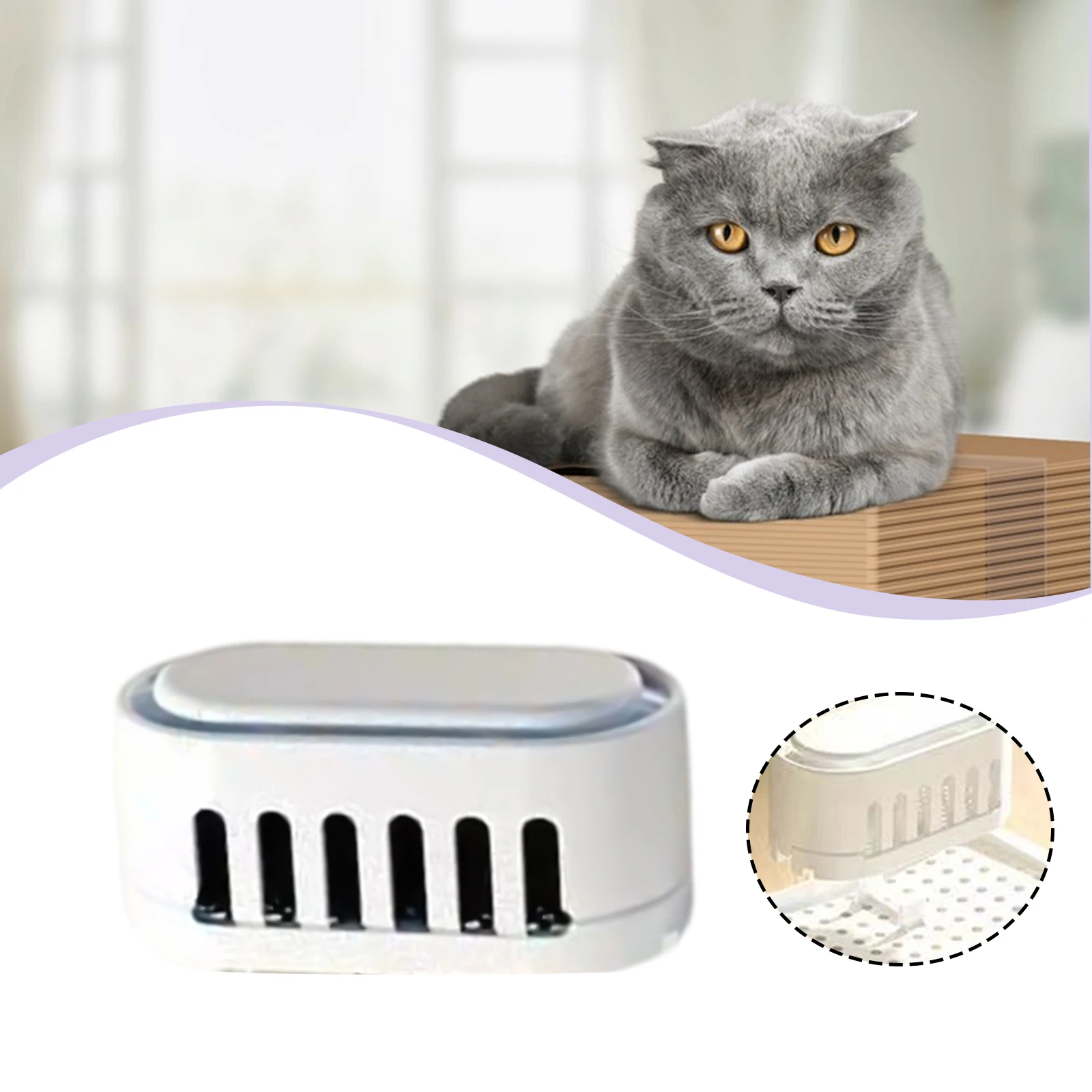 Smart Litter Box Deodorizer Automatic Pet Odor Eliminator with Negative Ion Technology Rechargeable Air Cleaner for Cat Box