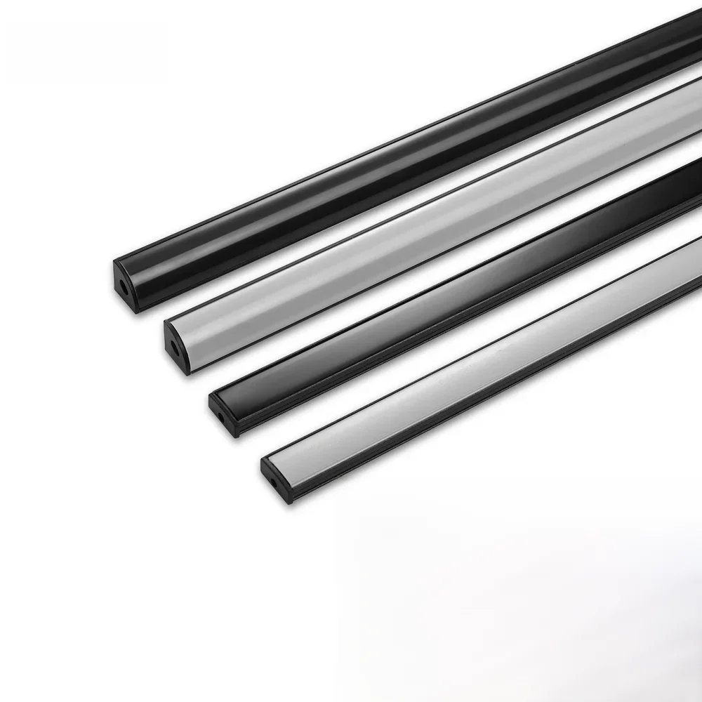 Profilé en aluminium pour bande lumineuse LED, couvercle noir, forme U ou V, adapté au canal de boîtier de bande lumineuse LED, 1 à 30 pièces par paquet, 0.5m par pièce, 8 à 12mm