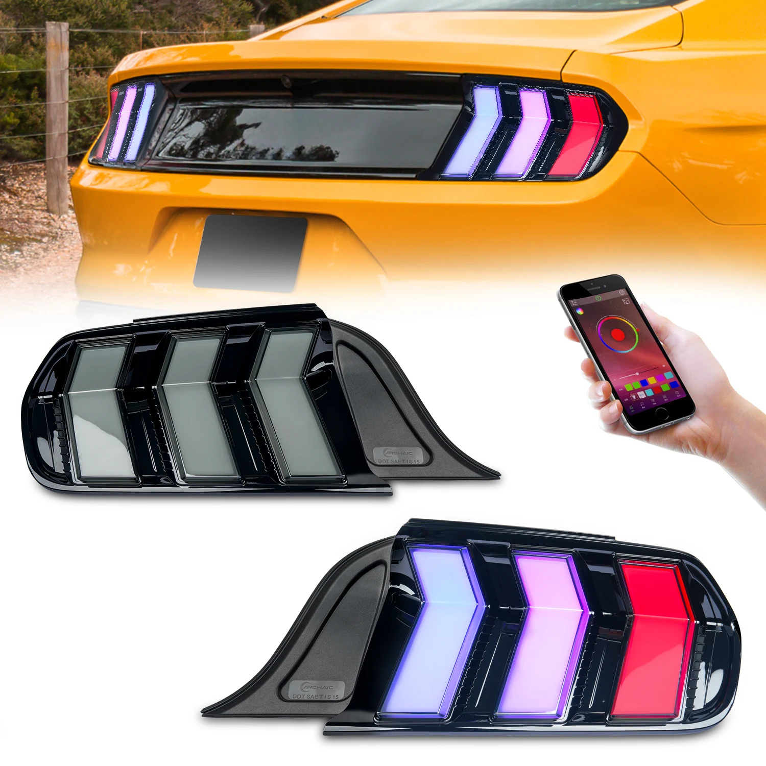 

SINDAR Smoked RGB LED Tail Lights For Ford Mustang 2015-2023 Animation Rear Lamps