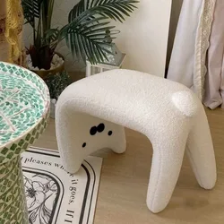 Dressing Chair Armless Plush Entryway Chairs Cute Cat Makeup Room Footrest Vanity Stool for Living Room Bedroom Furniture