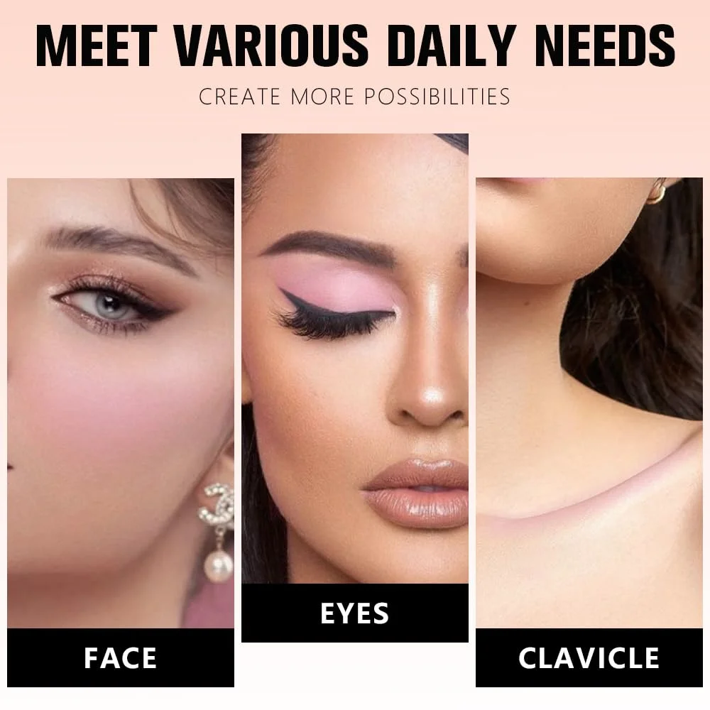 أحمر خدود وردي غير لامع متدرج - ضوء النجوم غير اللامع، قابل للبناء والمزج للوجه والعينين، مقاوم للماء يدوم طويلاً، عيد الميلاد والشتاء #3