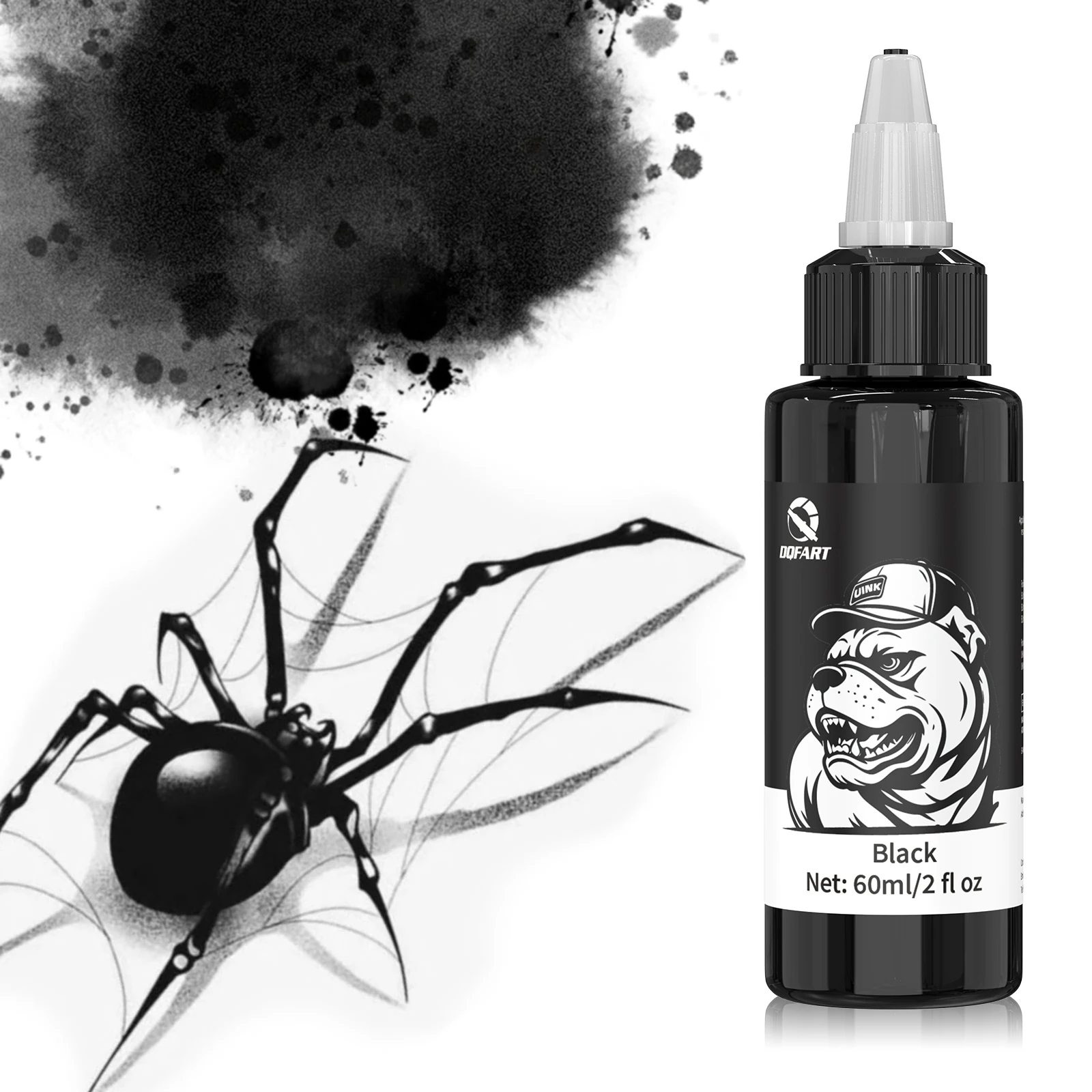 DQFART 60 ml/Flasche, schwarzes Tattoo-Tintenset, professionelles Tattoo-Pigment, Haut- und Körperkunst-Tattoo-Tinte für Tattoo-Zubehör – Detail 4