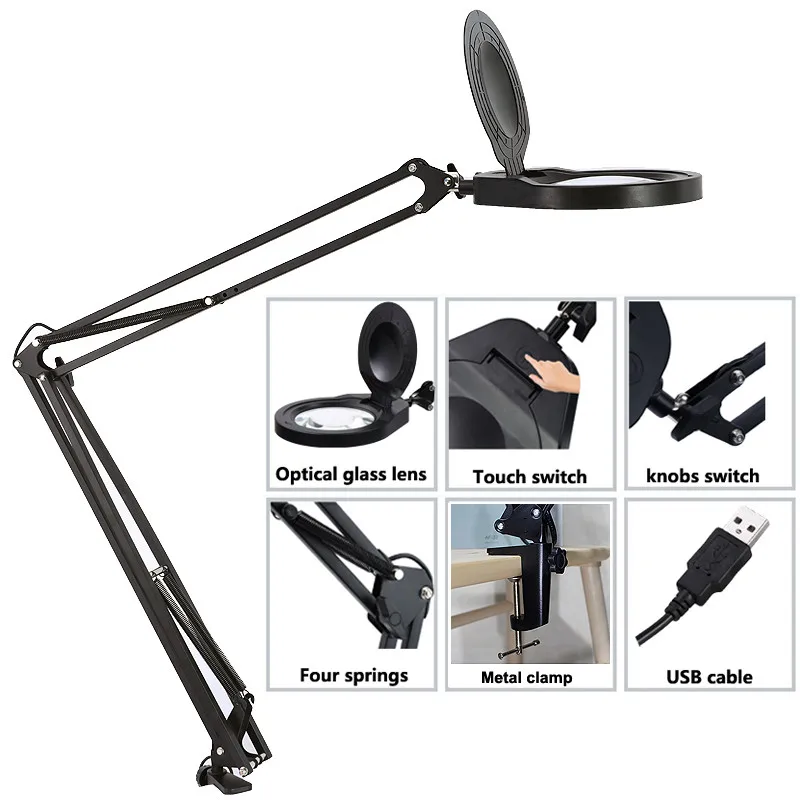 Imagem -05 - Nova Chegada 10x Iluminado Lupa 80 Led Lupa para Reparação Ferro de Solda Candeeiro Mesa Skincare Beleza Ferramenta