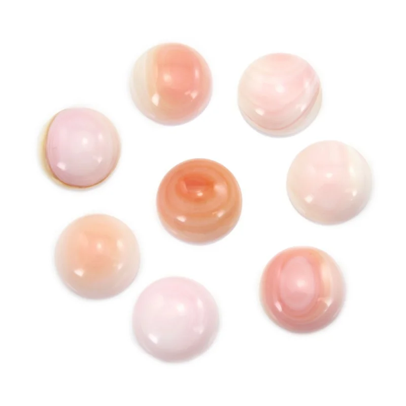

5pcs Pink Lambi Shell Cabochons Cab Round 2-16mm Natural Stone For Making Jewelry Earings Ring DIY Pendant Craft