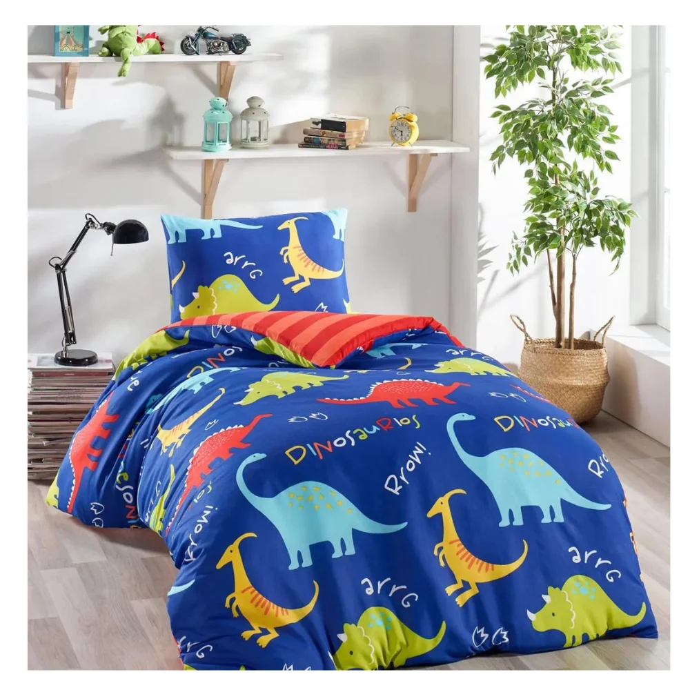 Junior Duvet Cover Set Single Dinosaur Figure Kids Room Boys Colorful Bedspread Sleeping Sets Birthday Gift2023