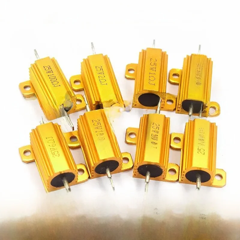 10W 25W Aluminiowa metalowa obudowa Rezystor drutowy 0.1R ~ 30K 0.1 1 2 3 4 5 6 8 10 20 25 30 100 150 470 1K 10K ohm RX24 — zdjęcie 2