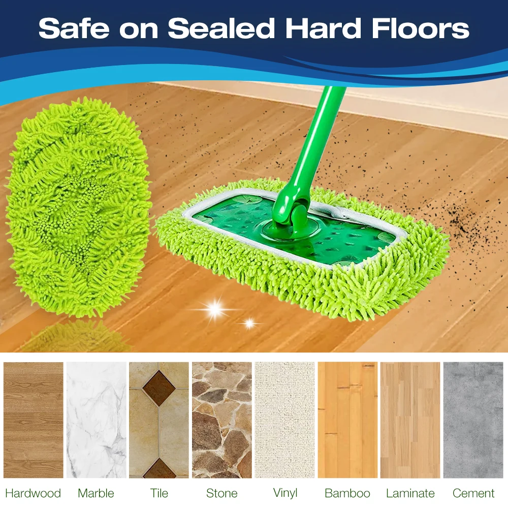 HOME TIMES Reusable Mop Pads Compatible with Swiffer Sweeper Mop, Microfiber Dry Sweeping Cloths, Wet Pads Refills 5 Pack