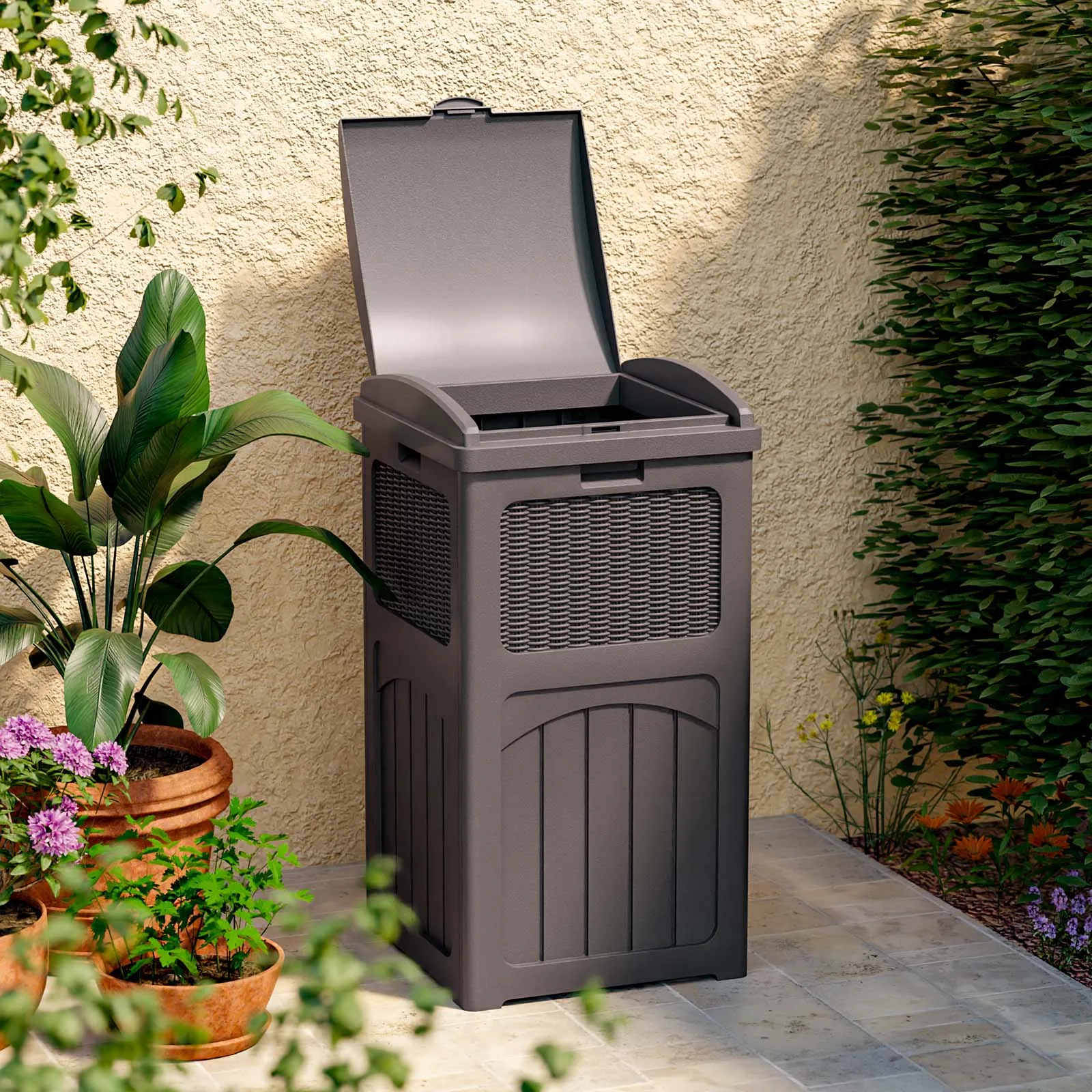 36 Gallonen Versteck kann Außen müll mit Riegel für Hinterhof, Deck oder Terrasse Harz