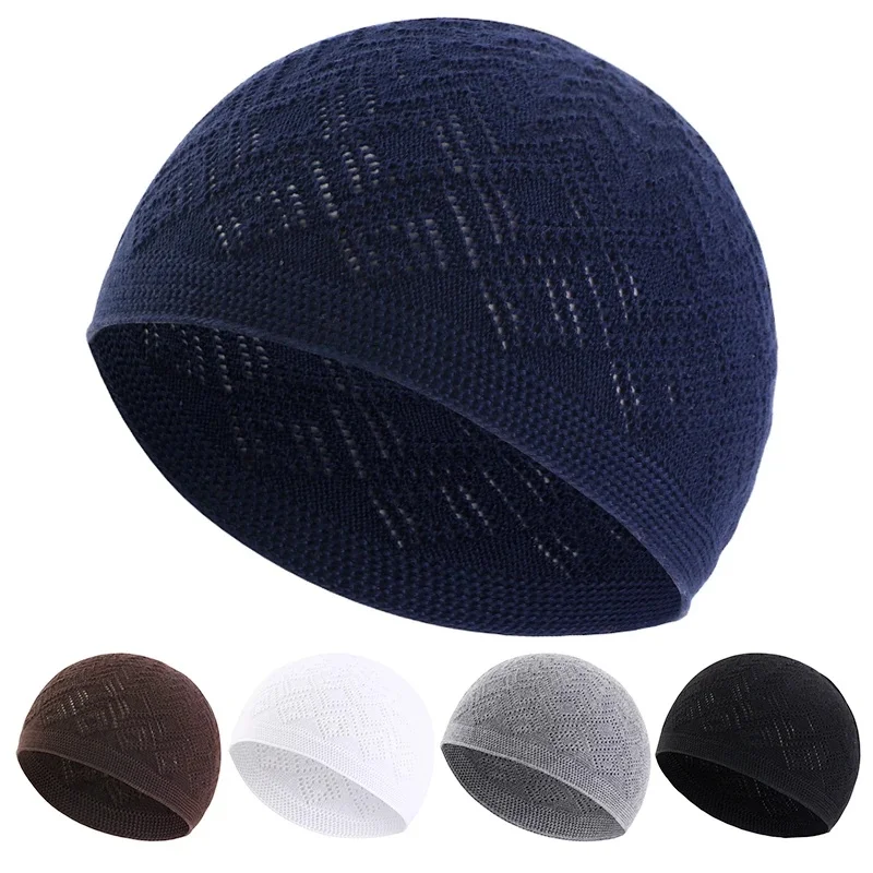 Gestrickte muslimische Männer Gebet Hüte Unisex Mützen Kappe warme islamische Ramadan jüdische arabische Häkelmütze Herren Wrap Kopfkappen