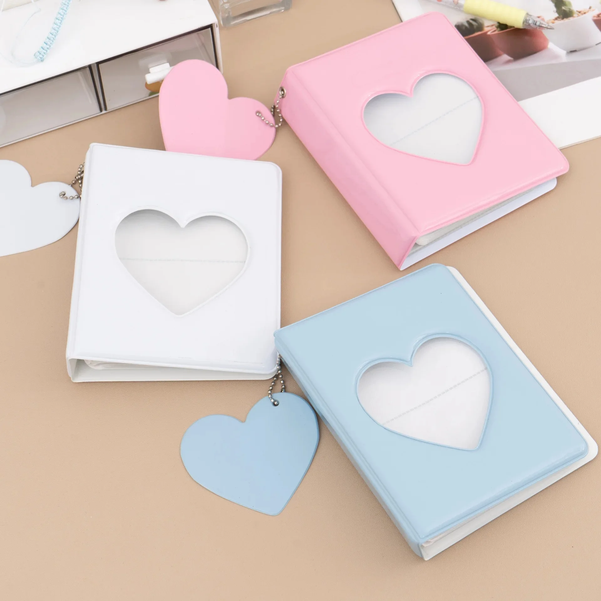 1 Stück 3 Zoll Foto karten halter Herz Liebe hohl Fotoalbum 32 Taschen Karten ordner Mini Idol Bilder Aufbewahrung koffer