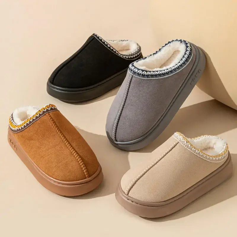 Puszyste kapcie na platformie damskie mieszkania domowe modne pluszowe zimowe buty designerskie damskie domowe eleganckie obuwie codzienne duże rozmiary — zdjęcie 2