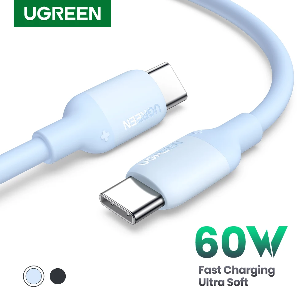 UGREEN-60W 100W USB C To C 타입 케이블 PD 고속 충전 케이블, 맥북 샤오미 삼성 포코 액체 실리콘 USB 케이블