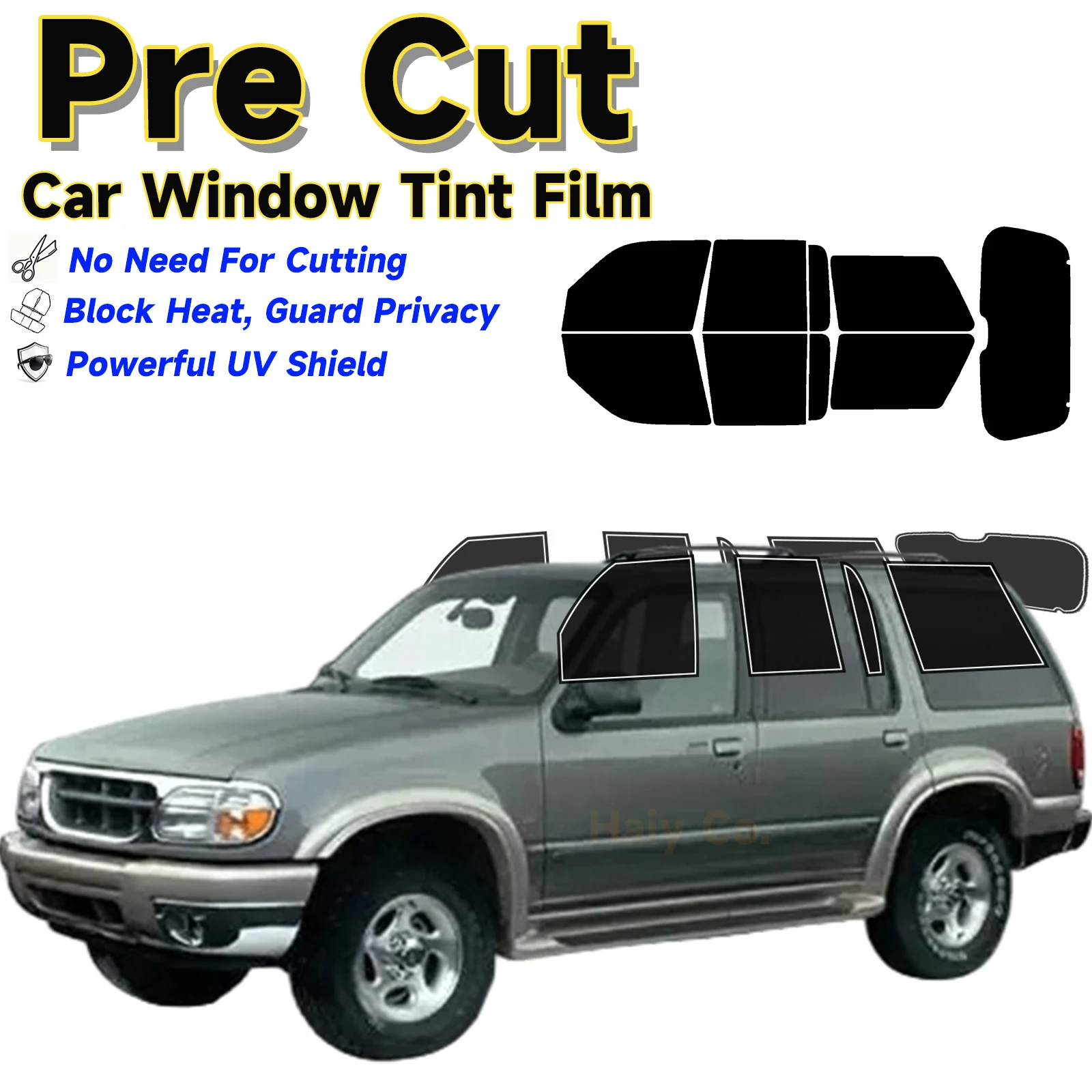 

Precut Window Tint Car for Ford Explorer 1995-2001 Sun Uv-Ir Blocking Heat & Glare 2Ply Window Protector Privacy Films Shade