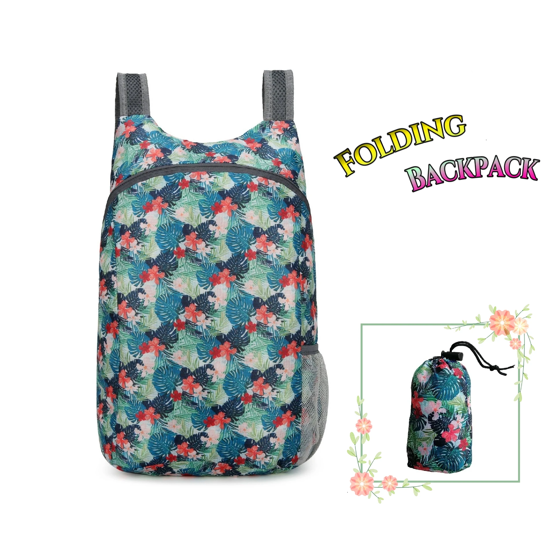 حقيبة ظهر خفيفة الوزن وقابلة للطي - حقيبة سفر مدمجة محمولة للمشي لمسافات طويلة في الهواء الطلق والتخييم والاستخدام اليومي