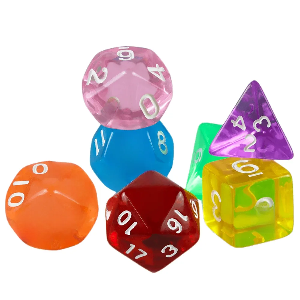 Jeu de dés DND RPG, Kit de dés Cube de haute qualité, différentes couleurs transparentes, finition parfaite pour les dés RPG DND, accessoires de jeu de société
