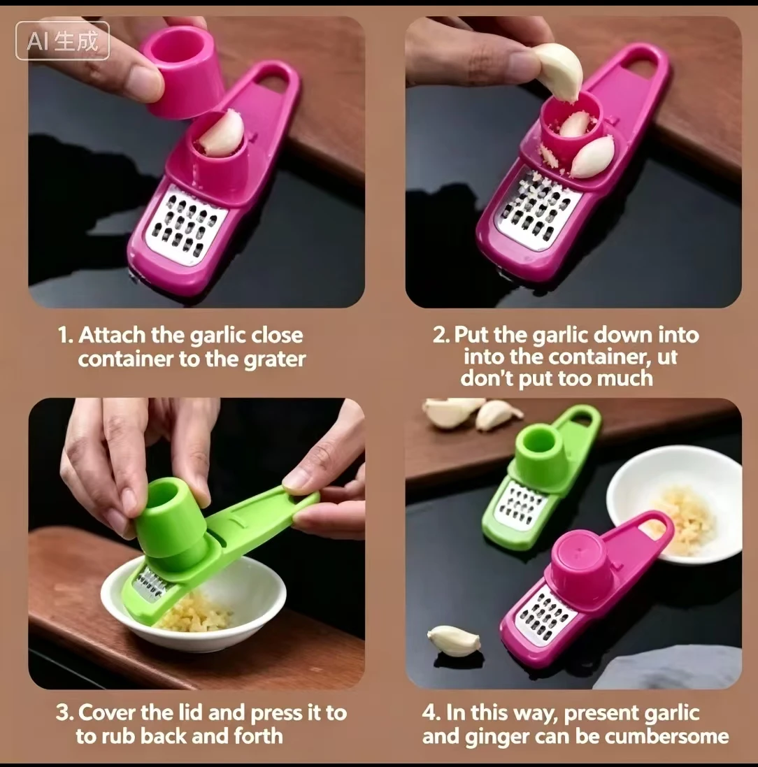 Kitchen Gadgets Green - เครื่องบดกระเทียมขนาดเล็กสีเขียว 1 ชิ้น เครื่องกดกระเทียมแบบสร้างสรรค์ อุปกรณ์บดกระเทียมแบบใช้มือ อุปกรณ์ครัวสีเขียว