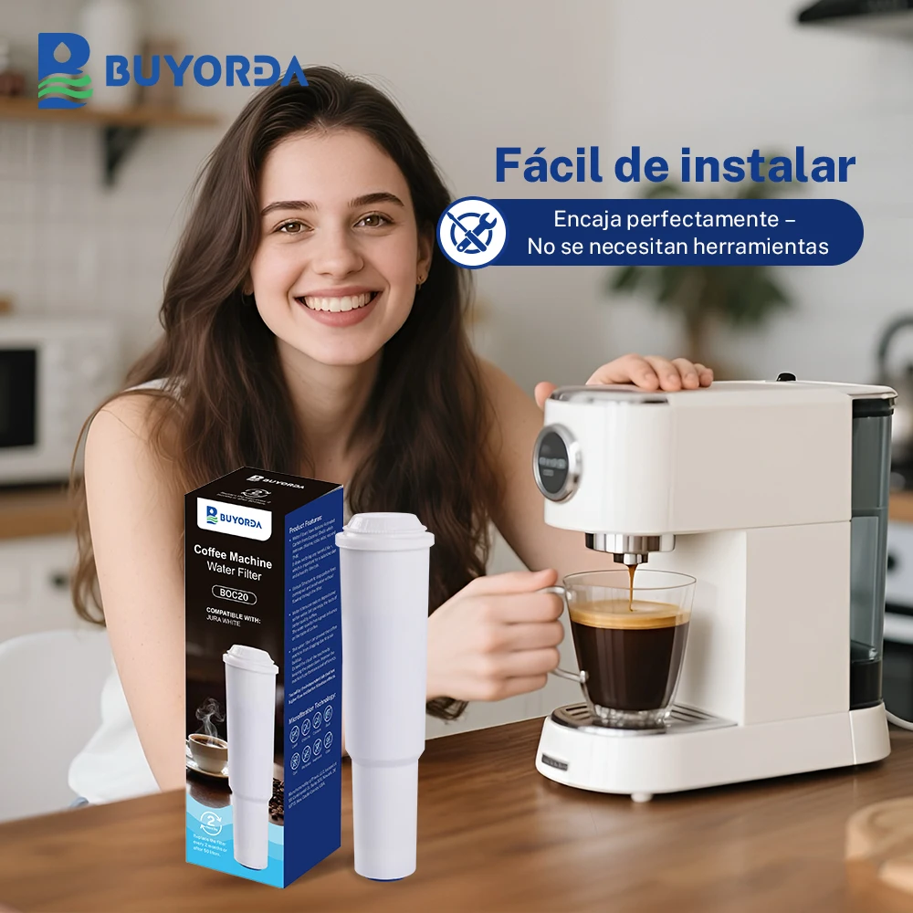 Buyorda Filtro De Agua Para Cafetera Compatible con for Jura Clearyl White, Repuesto Para Modelos Automáticos Jura E8 y Serie ENA