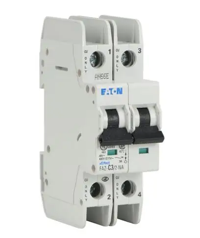 FAZ-C3/1-NA Miniature Circuit Breaker,Current จำกัด,3A, 480Y / 277 VAC / 96 VDC, 2เสา,C Curve,ความร้อนแม่เหล็ก