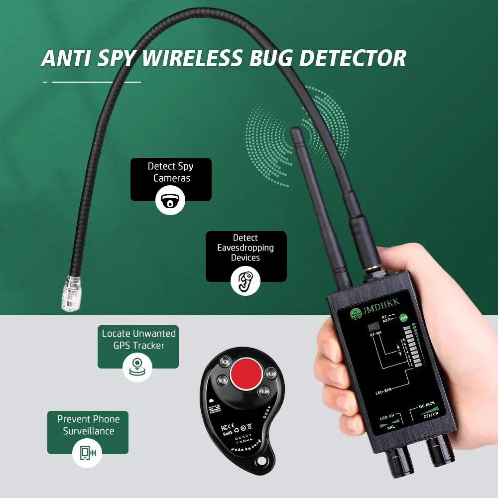 Professional Bug Hidden Camera Detectors Anti Spy RF GPS Tracking Strong Magnetic for Tracker Listening Device Finder