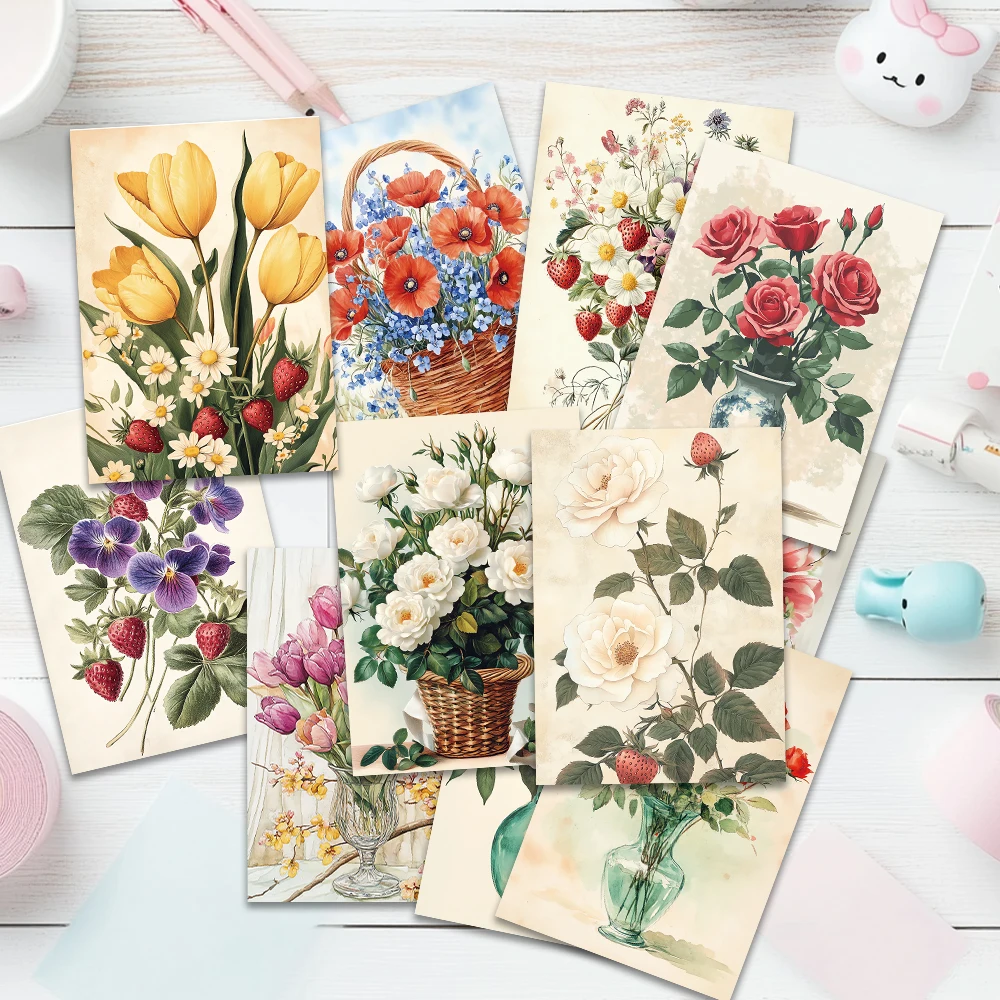 32개, 식물 및 꽃 엽서, 방 장식 스티커, 브로셔 자료, 기념품, 수집품 및 우편물