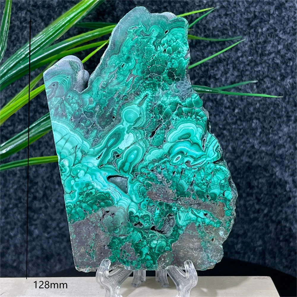 Crystal Natural Malachite Slab Slice Green  Quartz Beauty Minerals Spiritual Reiki Living Ornaments Home Decoration +Stand