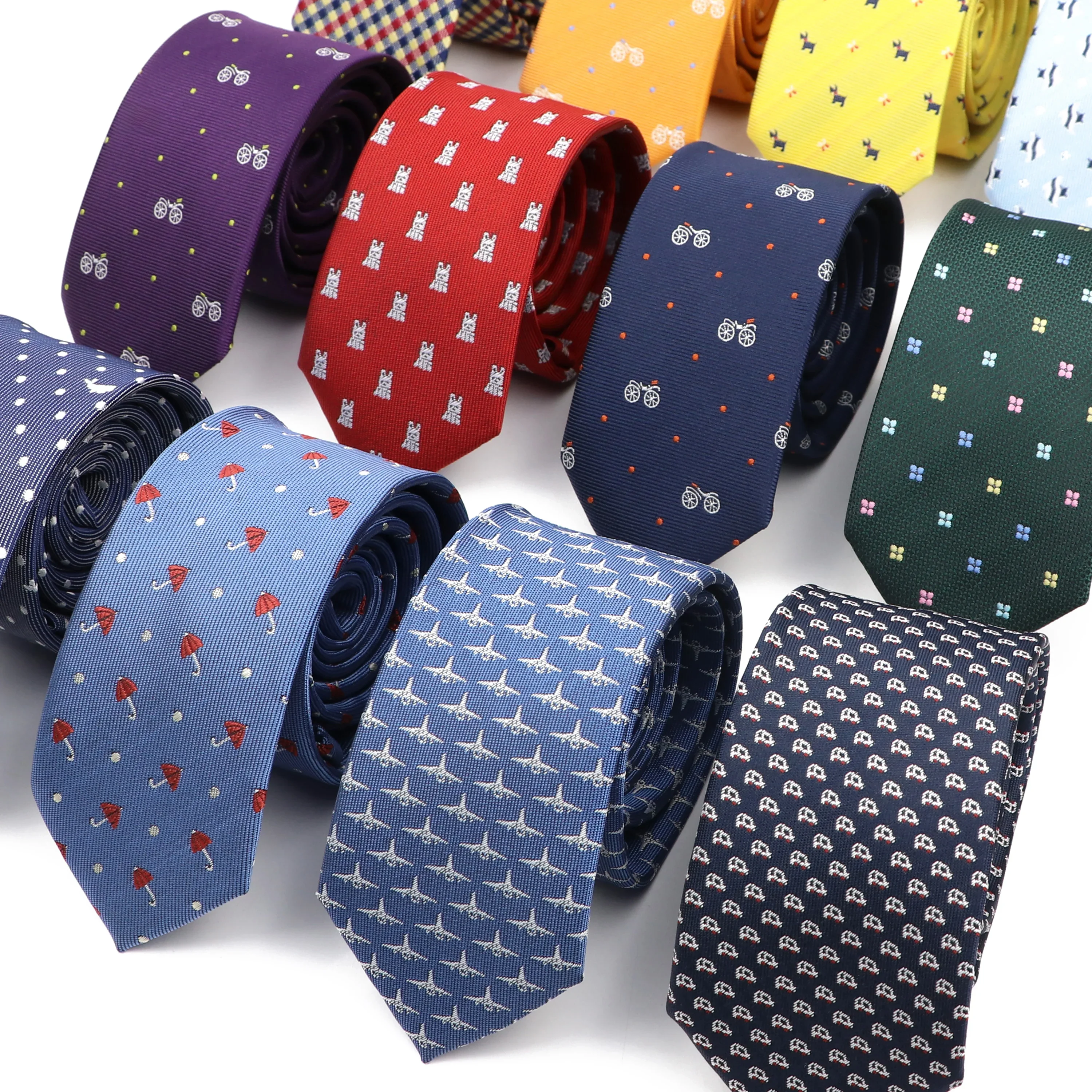 AliExpress ZLQ&GOU 6cm Casual Slim Ties For Men Novelty Skinny Red Blue Green Neckties Bicycle Umbrella Airplane Patten Tuxedo Suit Shirt Accessory