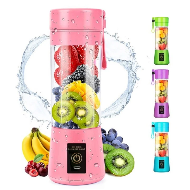 Mini Portable Blender Juice Mixer Shake Bottle 6 Lamins + USB Cable 380ml