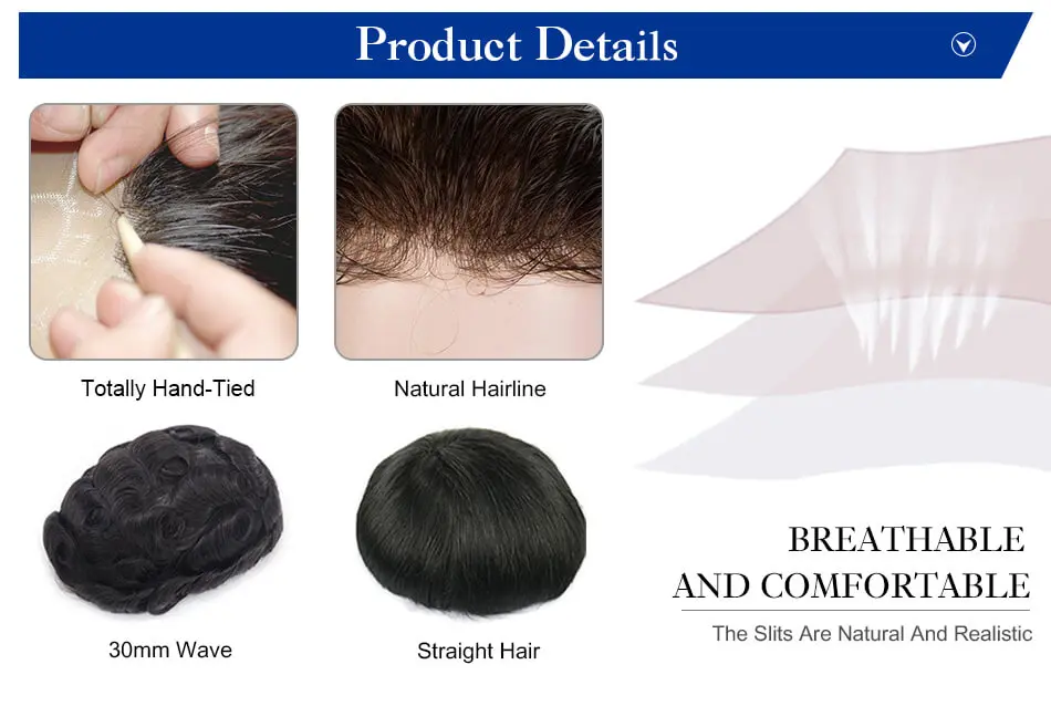 VERSALITE- Mono with Swiss Lace Front Toupee Men Breathable Male Hair Prosthesis Natural Human Hair Replacement System Men's Wig