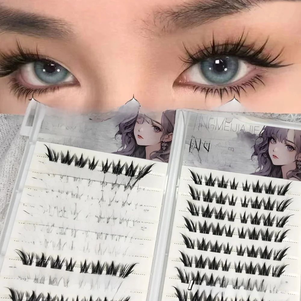 Selbstklebende, leimlose falsche Wimpern mit großer Kapazität, flauschige Fuchsenauge, natürliche Volumenwimpern, wiederverwendbar, einfache Entfernung