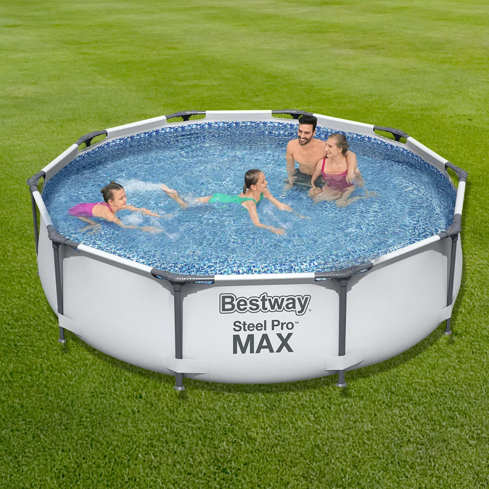 Best Way Steel Promax prefabricated Round Pillar Frame 305x76cm Family Swimming Pool Pool Outdoor yard Garden ground 56406