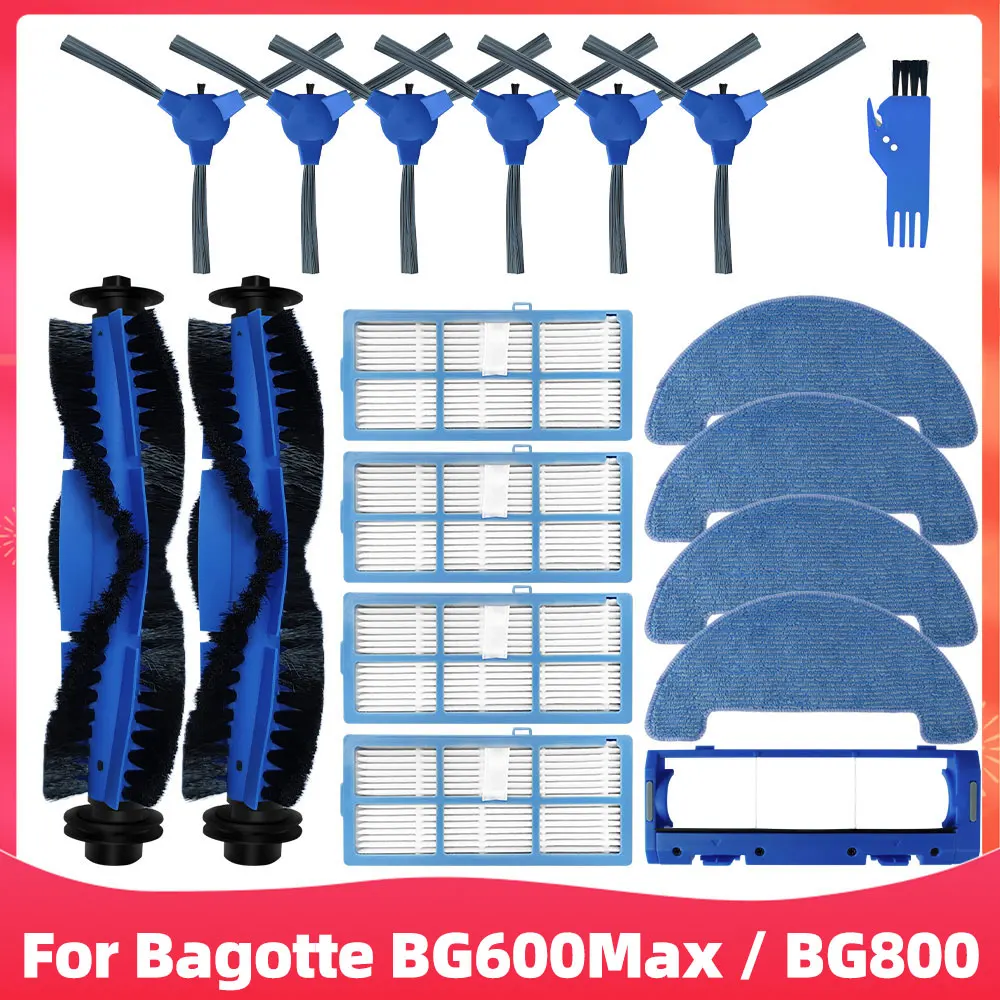 For Bagotte BG600Max / Bagotte BG800 Robot Vacuum Cleaner Replacement Spare Parts Main Side Brush Hepa Filter Mop Rag