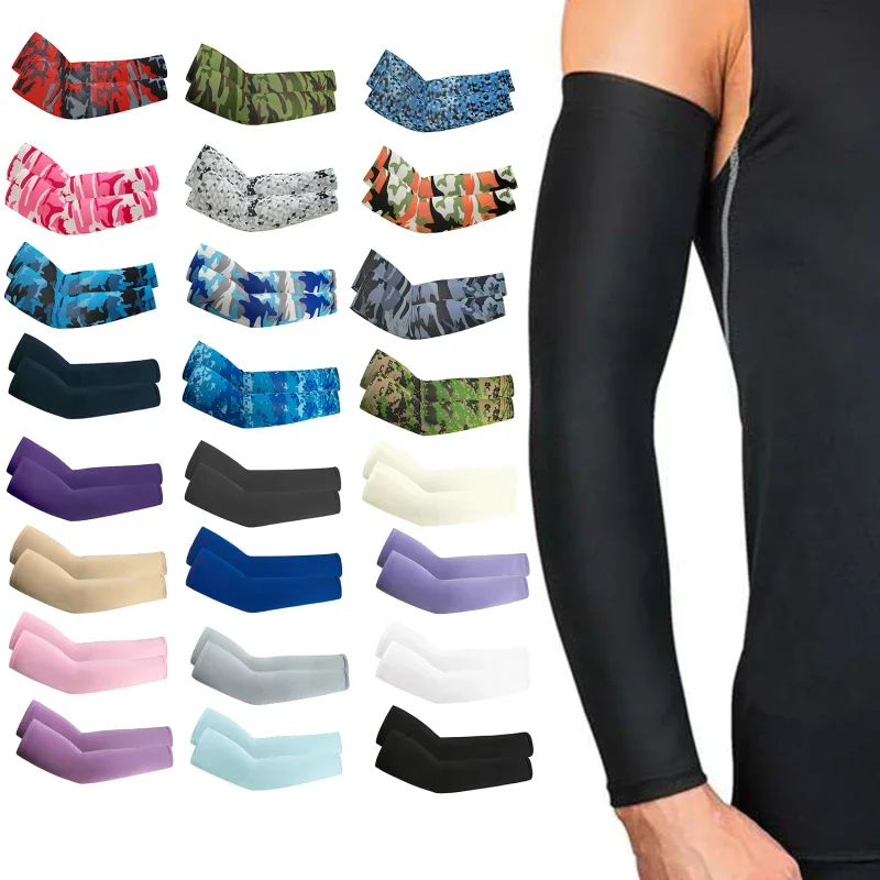 AliExpress NONE Unisex Cooling Arm Sleeves Covers Cycling Running UV Sun Protection Outdoor Men Women Cool Arm Sleeves For Hide Tattoos