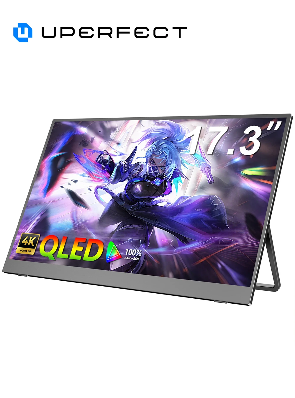 UPERFECT 17.3"4K Portable Monitor 500 Nits 100% AdobeRGB UHD FreeSync HDR IPS Display 2 Speakers Travel Screen For Laptop Tablet
