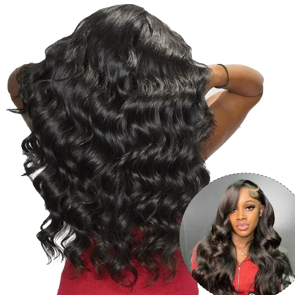 YKB-Perruque Lace Front Wig Body Wave Brésilienne Naturelle, Cheveux Humains, 13x4, 13x6, 30 40 Pouces, Pre-Plucked, pour Femme