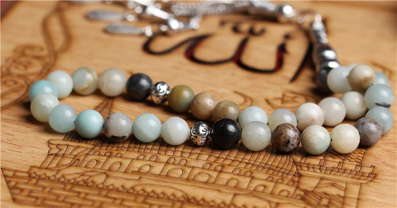 tasbih Islamic misbaha natural amazonite stone handmade muslim prayer beads ramanda gifts sibha tesbih tasbeeh