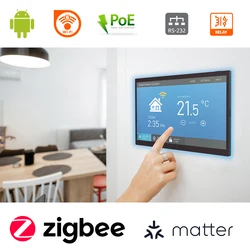 Painel de controle residencial inteligente com tela de toque android de 15,6 polegadas, wi-fi 6, RJ45, PoE, protocolo Zigbee/Matter, relé, RS232, RS485, tipo C