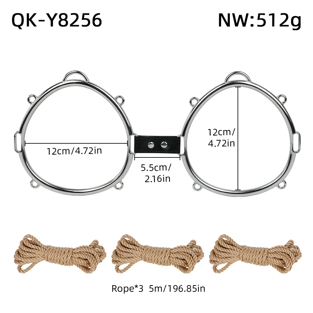 DIY Multi-Tie Japanese Shibari Cotton Rope Breast Restraint Harness Metal Ring Cage Bra Erotic Lingerie Accessories Sex Toy Kit - view 2