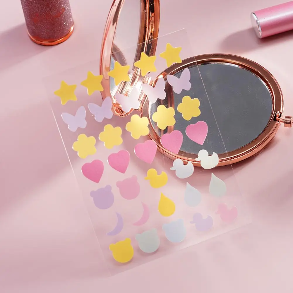 الملونة حب الشباب التصحيح متعدد الأشكال PE لطيف العيب ملصقات غير مرئية تنفس العناية اليومية بالبشرة الغروانية المائية بثرة بقع