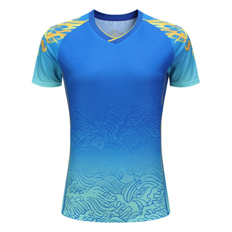 Chemise et short de Tennis de Table bleu de championnat, ensemble de vêtements de Badminton Dragon chinois pour hommes, femmes et enfants, maillot familial de Golf et de ping-pong, 2024