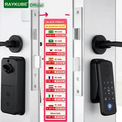 RAYKUBE N1 TT Lock Auto Smart Fingerprint Lock Set with Handle/Door Sensor APP Remote Unlock Easy Install No Punching No Wiring