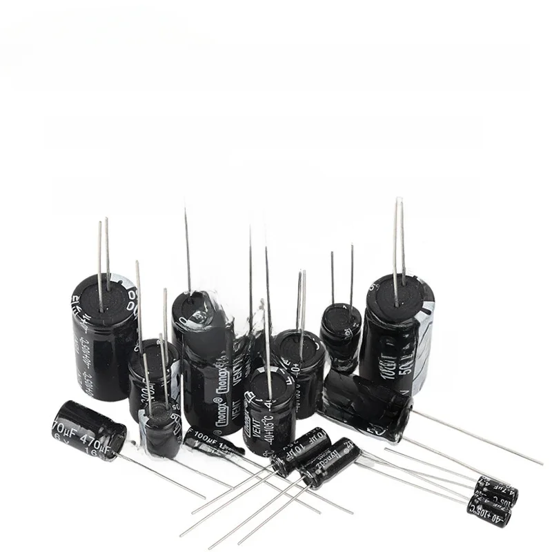 Condensateur Elektrolytische en aluminium 6.3/10/16/25/35/50/63/100/400/450V 10uf 47Uf 100Uf 220Uf 330Uf 470Uf 680Uf 1000Uf 1500Uf