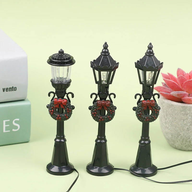 4Pcs/Set Christmas Mini Street Light Models Dollhouse Streetlight Micro-Landscape Fairy Garden Akcesoria