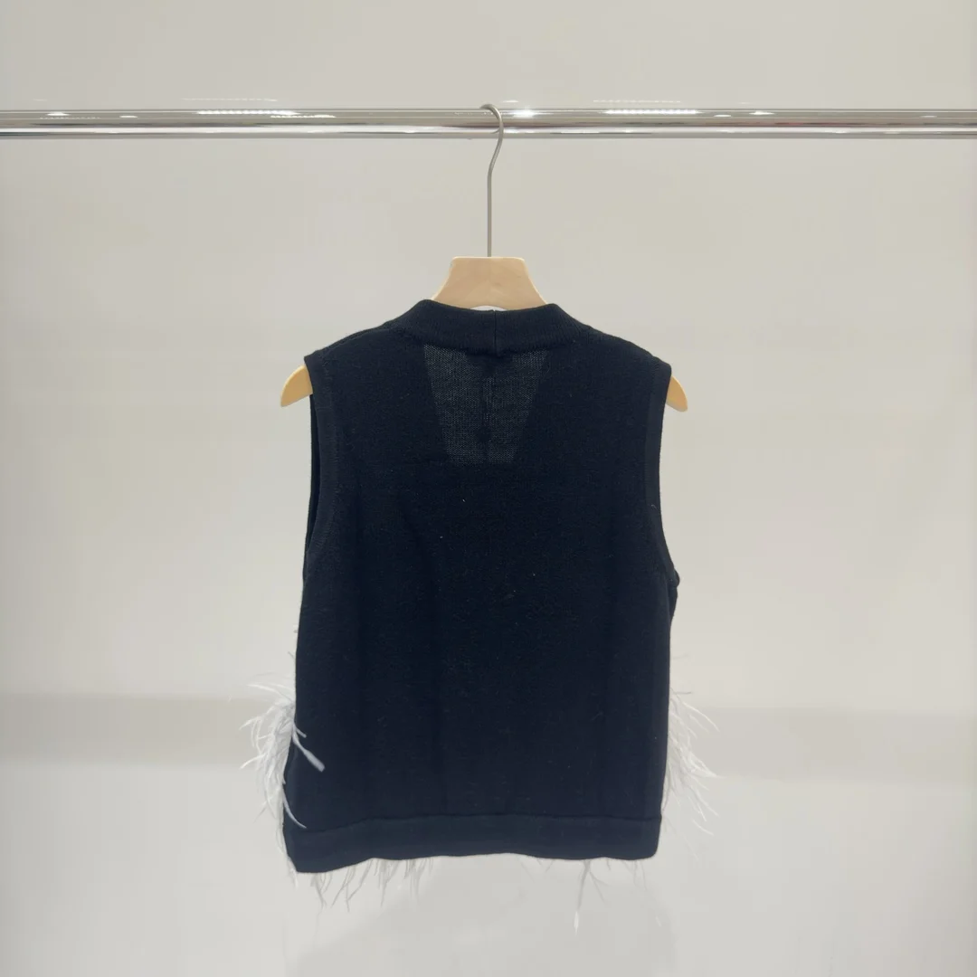 

Весенне-осенний женский вязаный жилет с v-образным вырезом из верблюжьей шерсти птицы 2025 года HL146