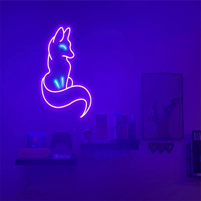 Wild Fox Neon Sign, Fox Line Led Sign, Custom Neon Sign, Fox Lover Gifts, Wild Animal Wall Decor, Fox Wall Art Led Light