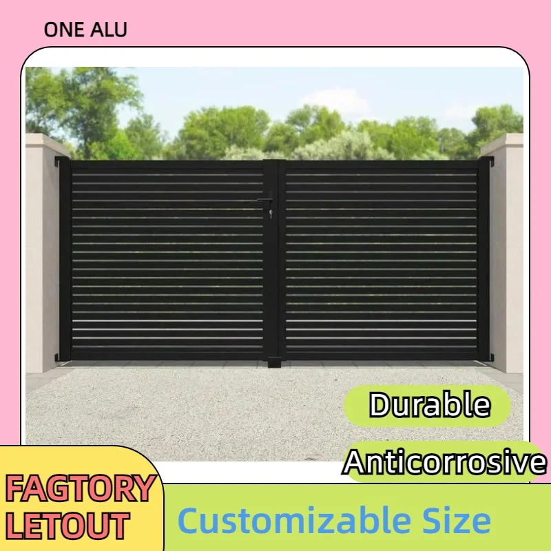 Modern Aluminum Driveway Gate Powder Coated Waterproof Swing Gate for Home Garden Entrance