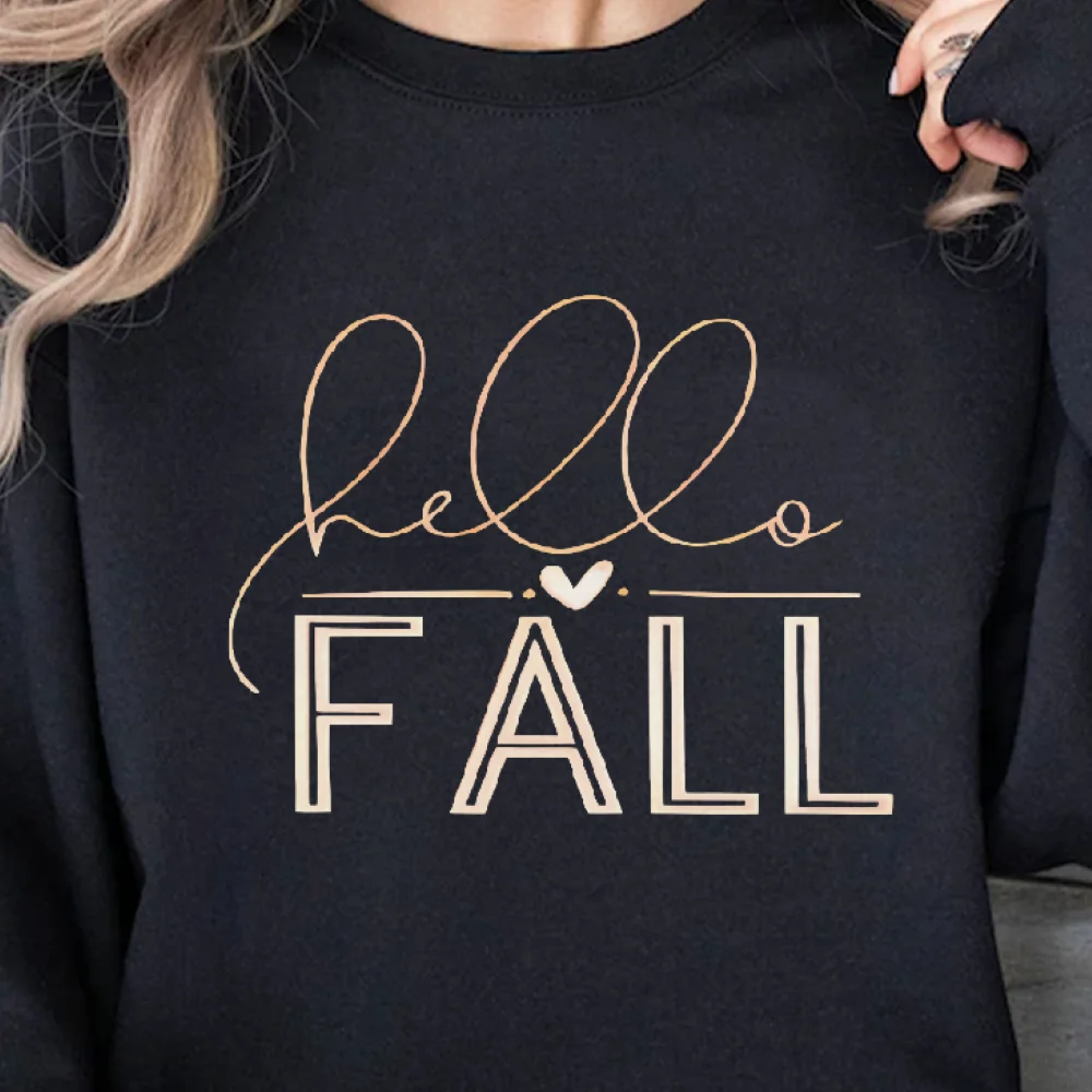 

Толстовка «Hello Fall» на осень, модный дизайн, повседневные свободные топы с длинными рукавами, удобные уникальные модные тканевые топы