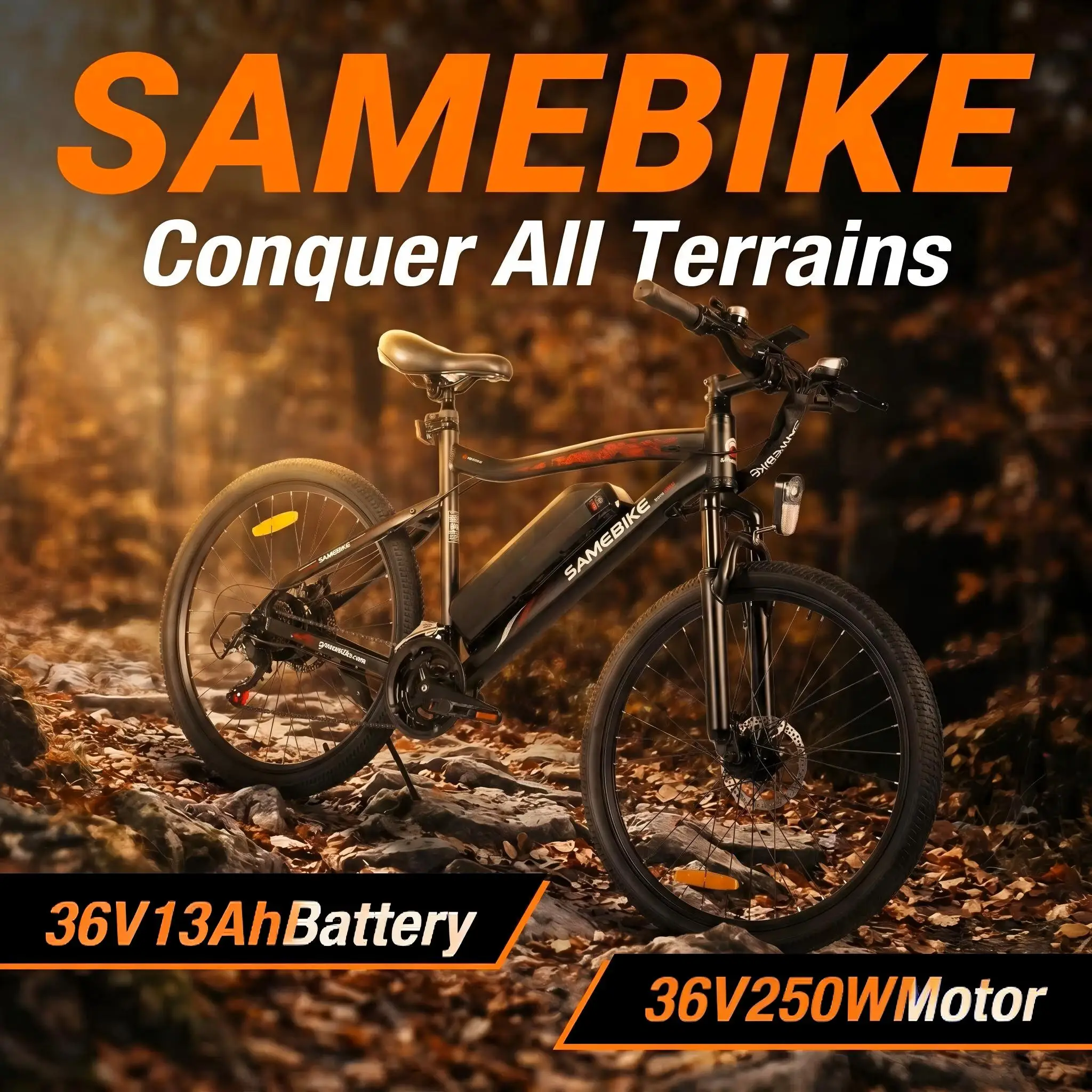 Image of Samebike SY26-II 36V Elektrofahrrad mit Abnehmbarem 13Ah Akku Bürstenloser Motor E-Bike 21-Gang-Schaltung Doppelte Scheibenbremse Elektrofahrrad