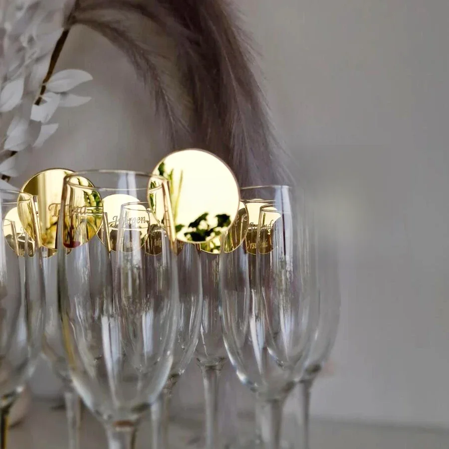 1/20/100 pièces breloque champagne personnalisée, carte de place de mariage, marqueur de verre, étiquettes de boisson, mariage personnalisé, étiquette de boisson