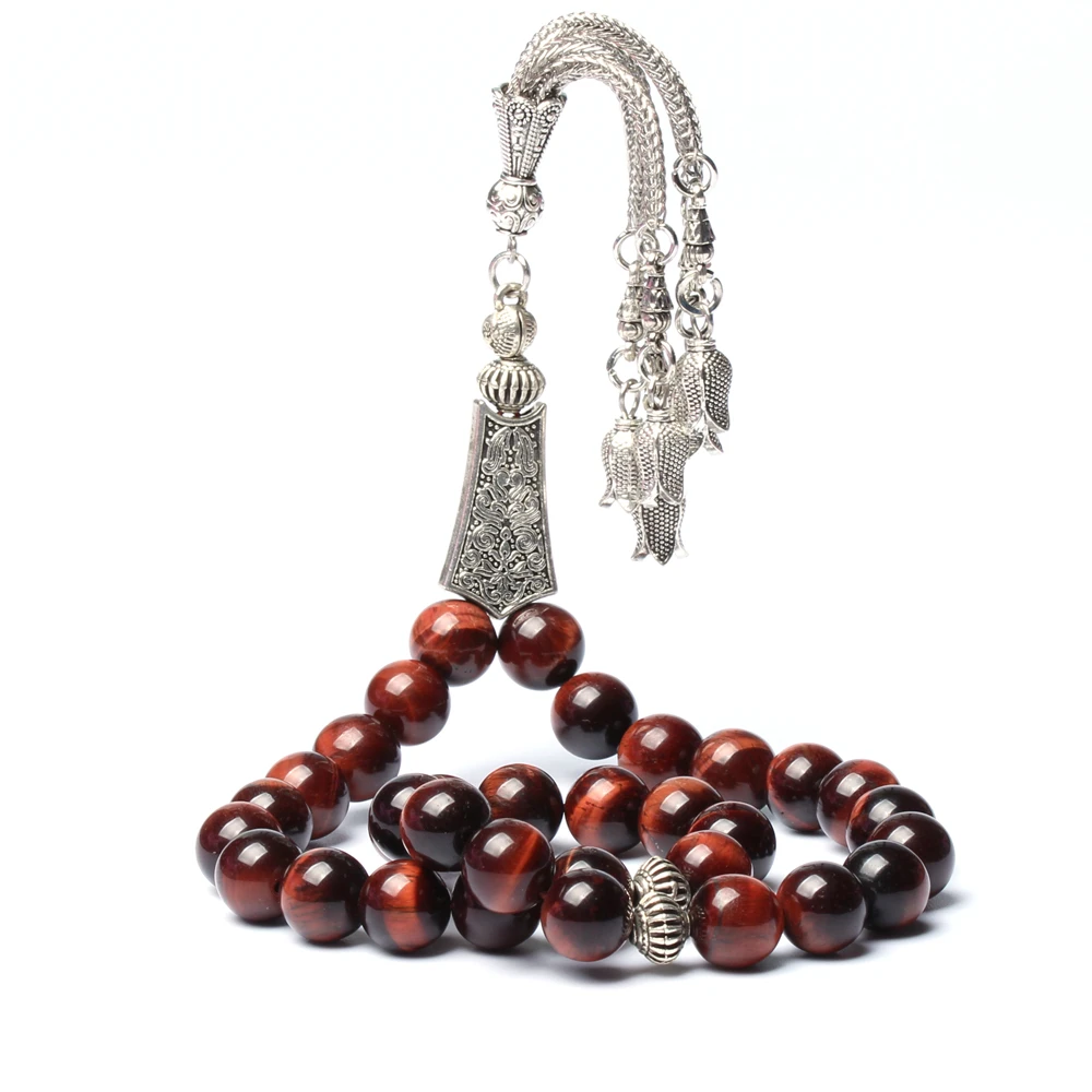 High quality Natural red tiger eye stone misbaha islam prayer beads tasbih